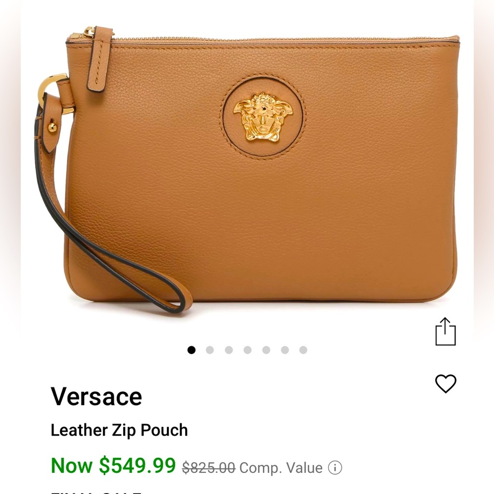 🤩Versace Leather Top Zip Clutch/Wristlet
